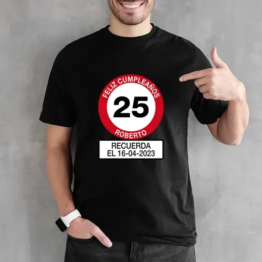 Camiseta se&ntilde;al de tr&aacute;fico personalizada (Vista alternativa)
