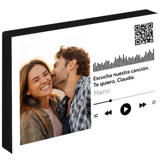 Canci&oacute;n personalizada en taco de madera (Idea de regalo original)