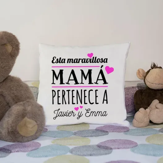 Coj&iacute;n personalizado 'Maravillosa' (Detalle de presentación)