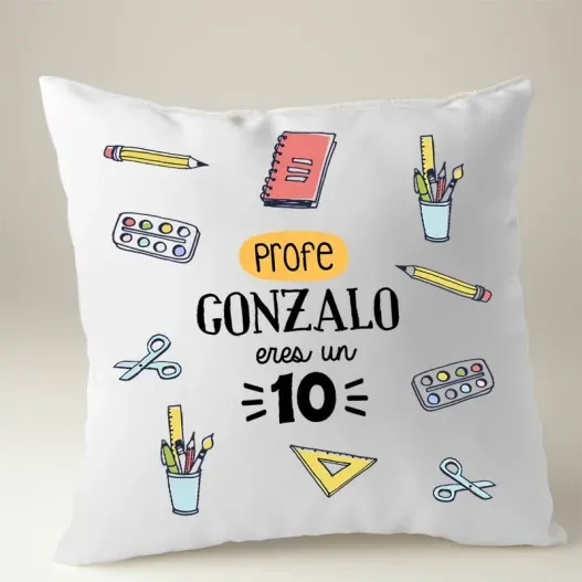 Coj&iacute;n personalizado profe eres un 10 (Idea de regalo original)