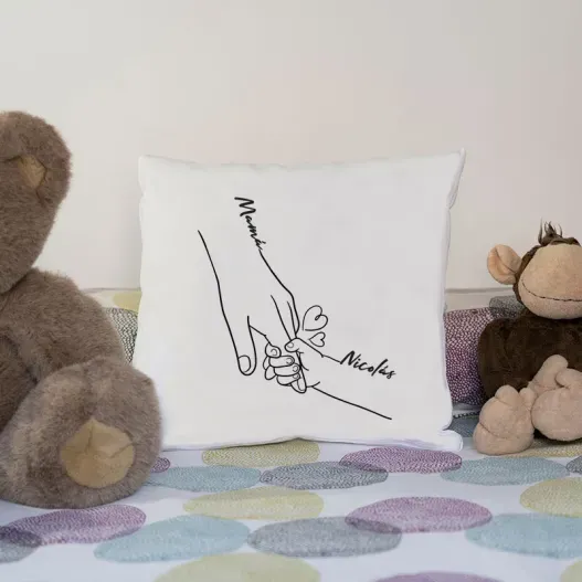 Coj&iacute;n personalizado 'Unidos' (Detalle de presentación)