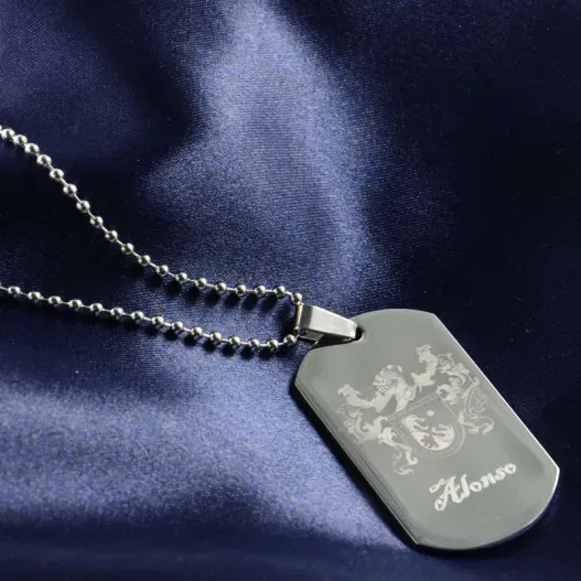 Colgante chapa con escudo grabado (Idea de regalo original)