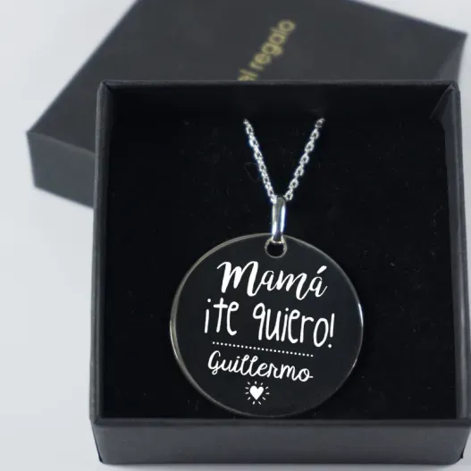 Colgante de plata grabado Mam&aacute; &iexcl;Te quiero! (Idea de regalo original)