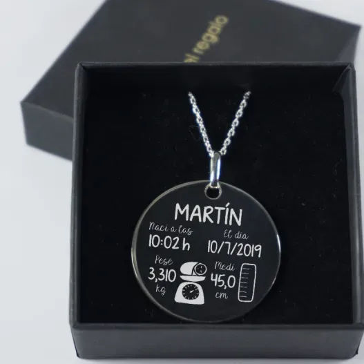 Colgante de plata nacimiento personalizado (Idea de regalo original)