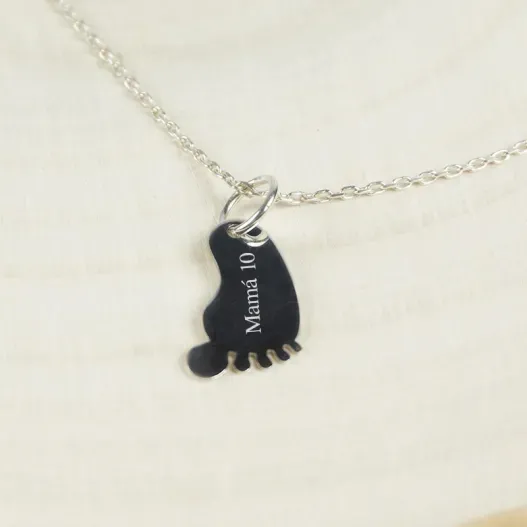 Colgante de plata pie de beb&eacute; personalizado (Foto de catálogo)