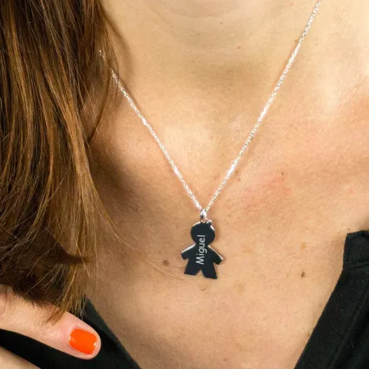 Colgante de plata querub&iacute;n chico grabado (Idea de regalo original)