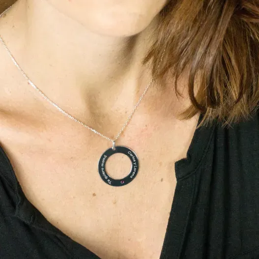 Colgante ficha de plata con Swarovski (Vista alternativa)