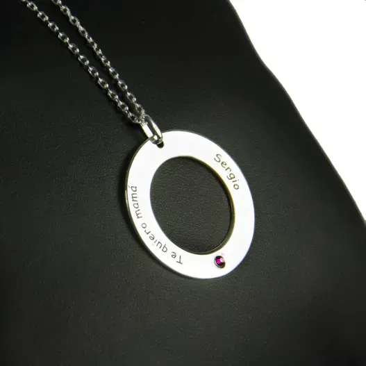Colgante ficha de plata con Swarovski (Idea de regalo original)