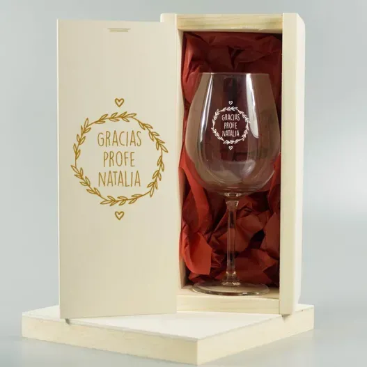 Copa de vino grabada 'Gracias Profe' (Foto de catálogo)