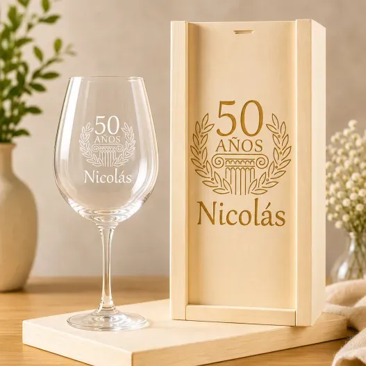 Copa de vino grabada para cumplea&ntilde;os (Vista alternativa)