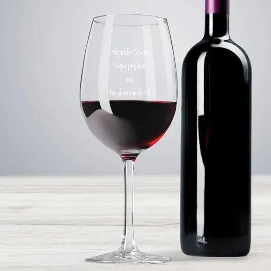 Copa de vino grabada para profesor
