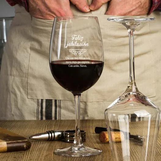 Copa de vino regalo para jubilaci&oacute;n (Idea de regalo original)