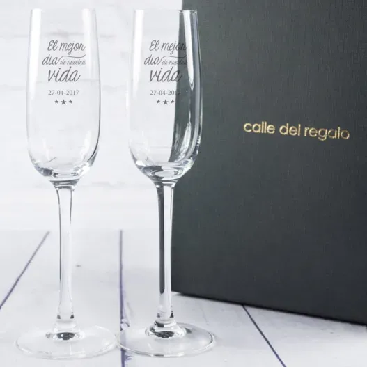 Copas de cava grabadas para Boda (Idea de regalo original)