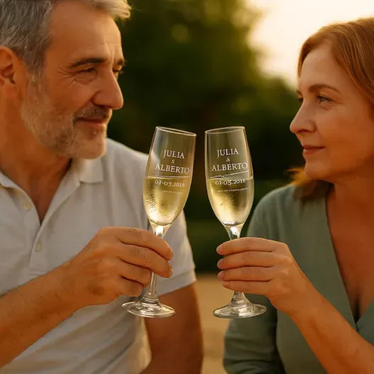 Copas de cava grabadas para pareja (Foto de catálogo)