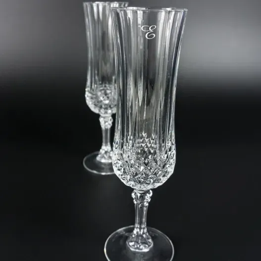 Juego de 6 copas de cava talladas grabadas (Idea de regalo original)