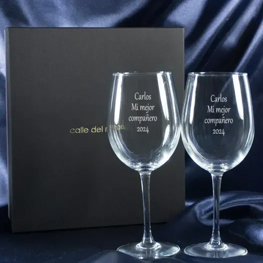 Copas de vino grabadas con mensaje (Idea de regalo original)