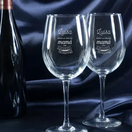 Copas de vino grabadas para madre (Idea de regalo original)