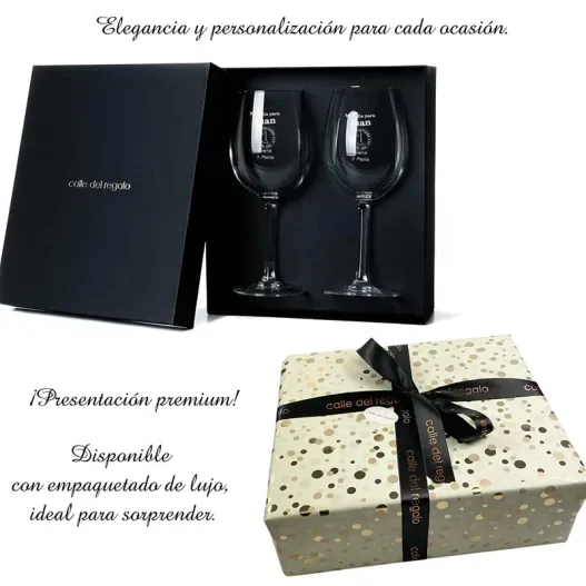 Copas de vino 'medalla al mejor pap&aacute;' personalizada (Detalle de presentación)