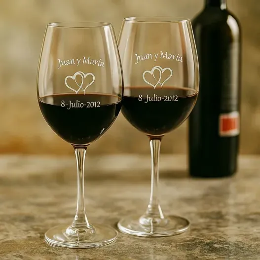 Copas de vino para parejas (Detalle de presentación)