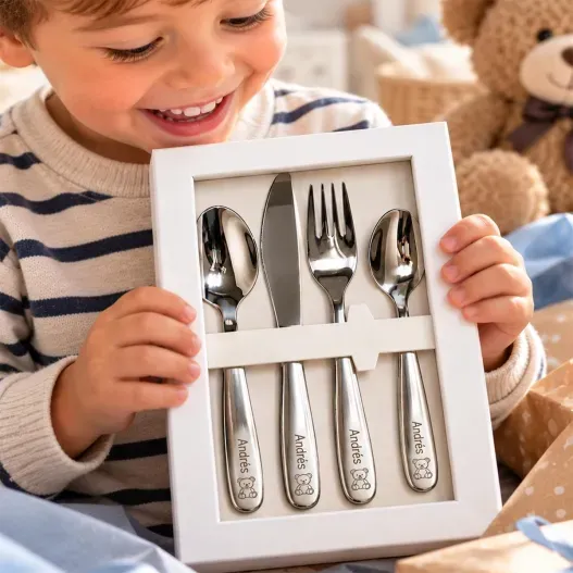 Cubiertos Infantiles personalizados con nombre y dibujo (Idea de regalo original)