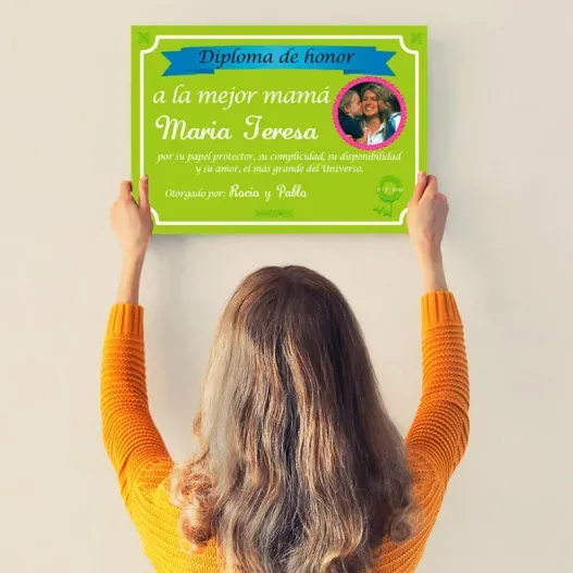 Diploma para la mejor Madre con foto (Detalle de presentación)