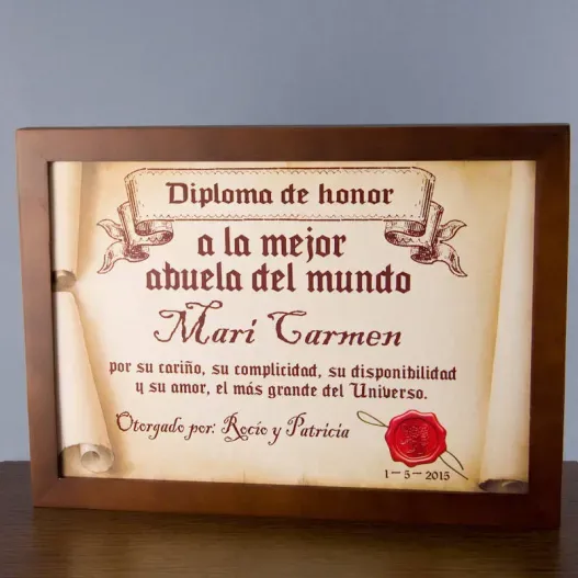 Diploma pergamino a la mejor abuela (Vista alternativa)