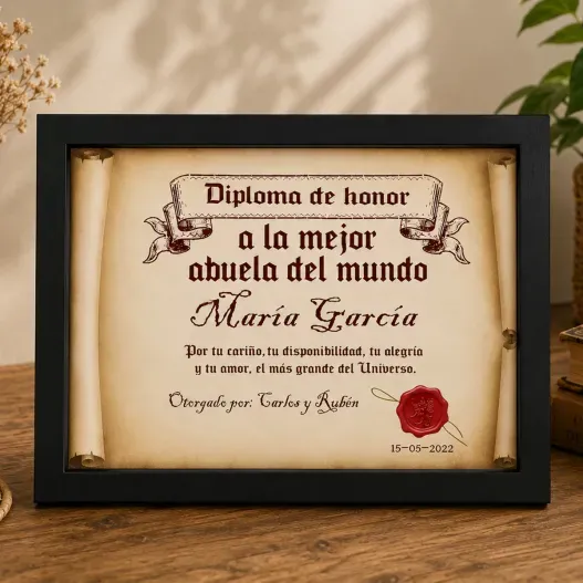 Diploma pergamino a la mejor abuela