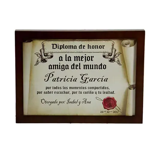 Diploma pergamino a la mejor amiga (Foto de catálogo)