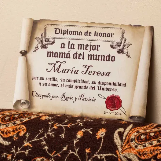 Diploma pergamino a la mejor madre (Foto de catálogo)