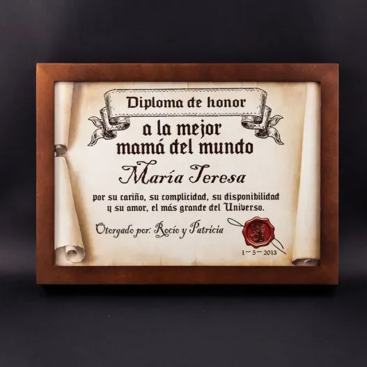 Diploma pergamino a la mejor madre (Vista alternativa)