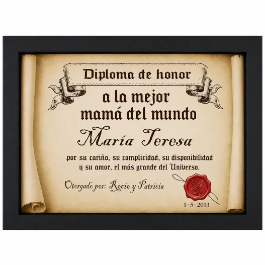 Diploma pergamino a la mejor madre