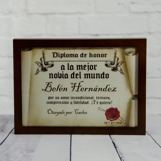 Diploma pergamino a la mejor novia (Idea de regalo original)