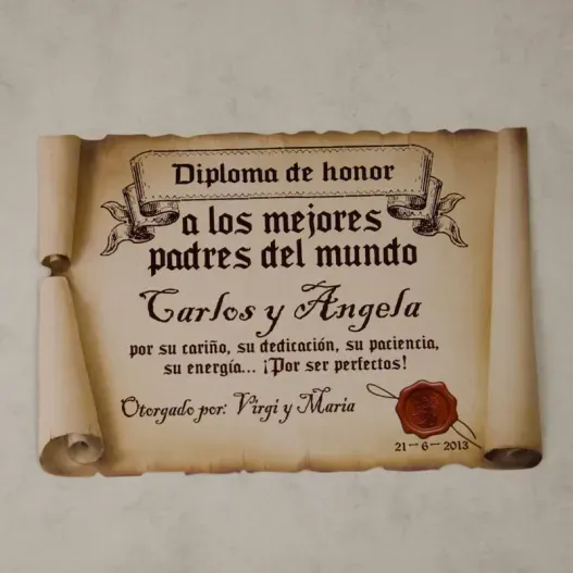 Diploma pergamino a los mejores padres del mundo (Vista alternativa)