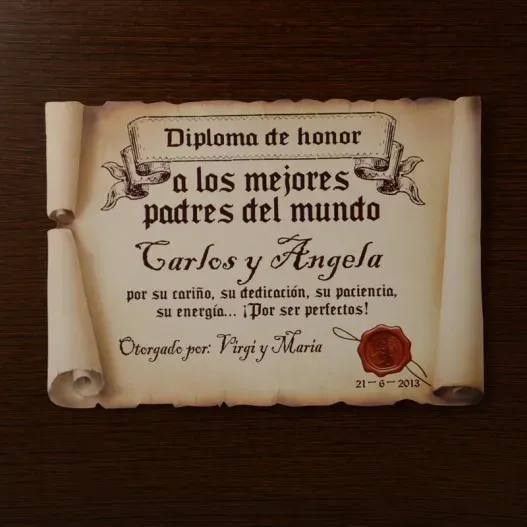 Diploma pergamino a los mejores padres del mundo (Foto de catálogo)