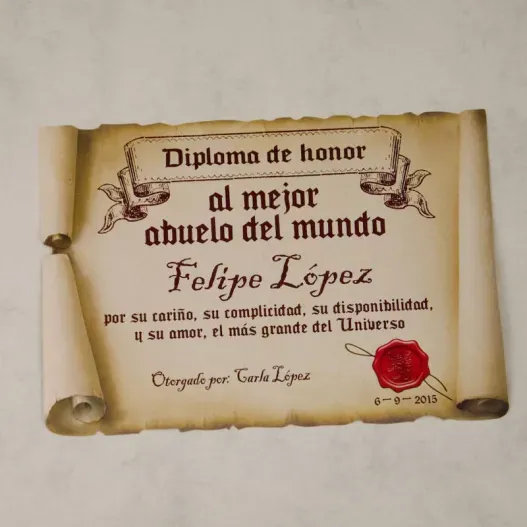 Diploma pergamino al mejor abuelo (Vista alternativa)
