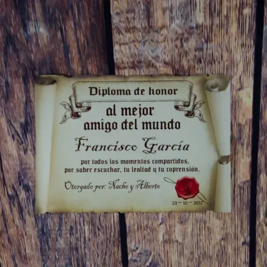 Diploma pergamino al mejor amigo (Idea de regalo original)