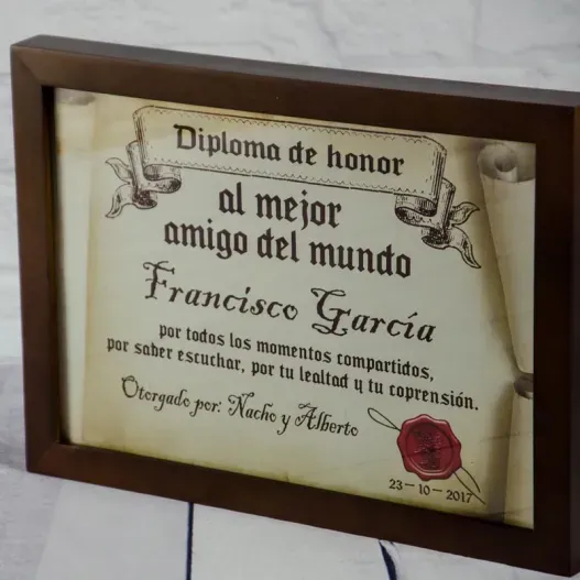 Diploma pergamino al mejor amigo (Vista alternativa)