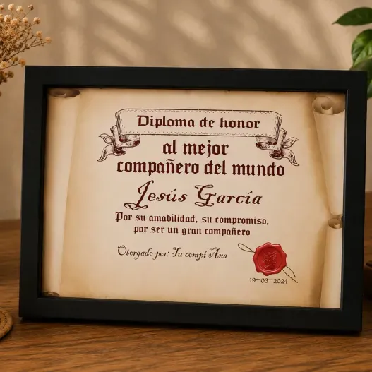 Diploma pergamino al mejor compa&ntilde;ero (Vista alternativa)