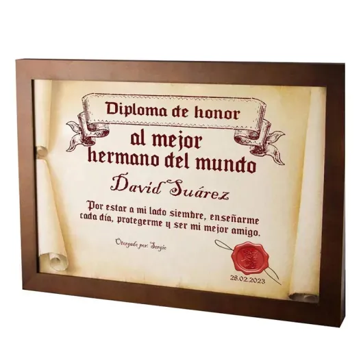 Diploma pergamino al mejor hermano