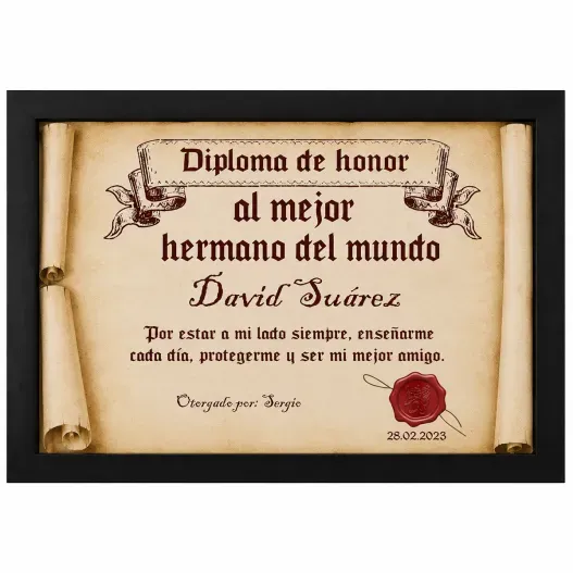 Diploma pergamino al mejor hermano (Vista secundaria)