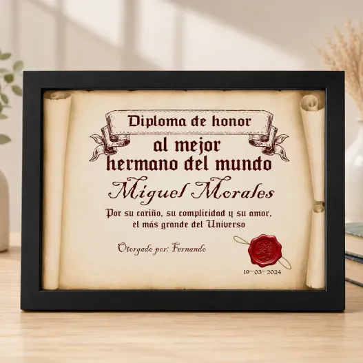 Diploma pergamino al mejor hermano