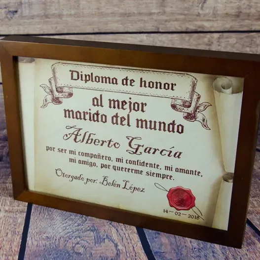 Diploma pergamino al mejor marido (Foto de catálogo)
