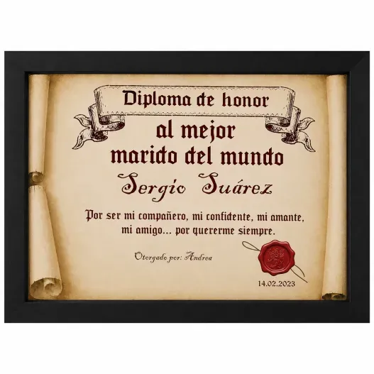 Diploma pergamino al mejor marido (Idea de regalo original)