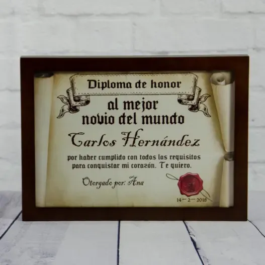 Diploma pergamino al mejor novio (Idea de regalo original)
