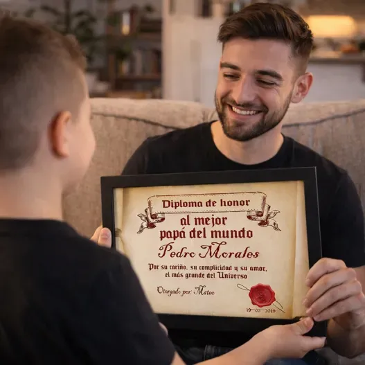 Diploma pergamino al mejor padre (Vista alternativa)