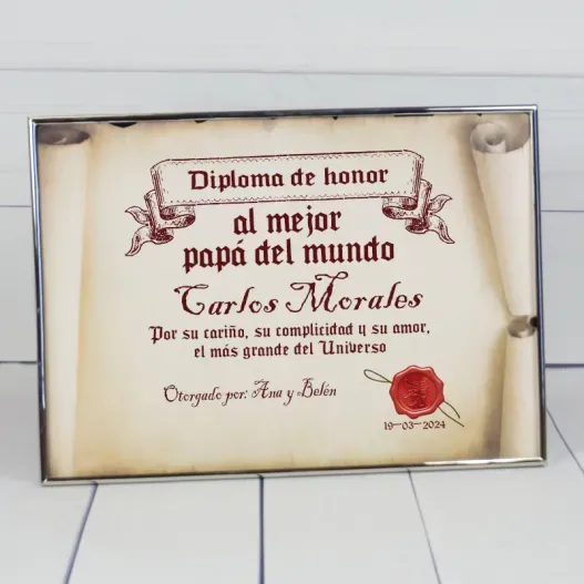 Diploma pergamino al mejor padre (Idea de regalo original)