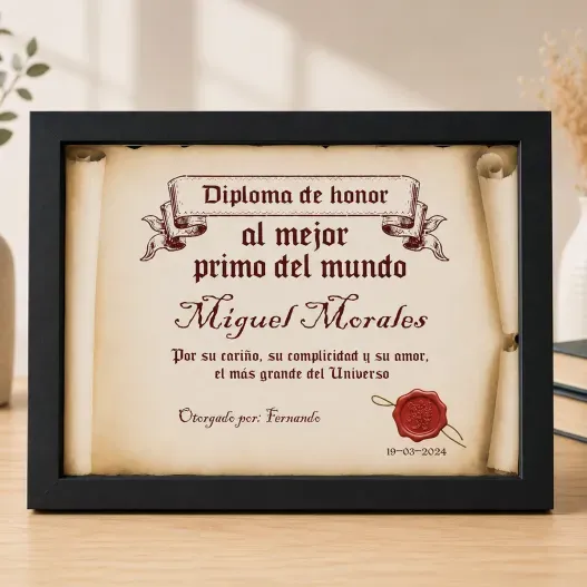 Diploma pergamino al mejor primo