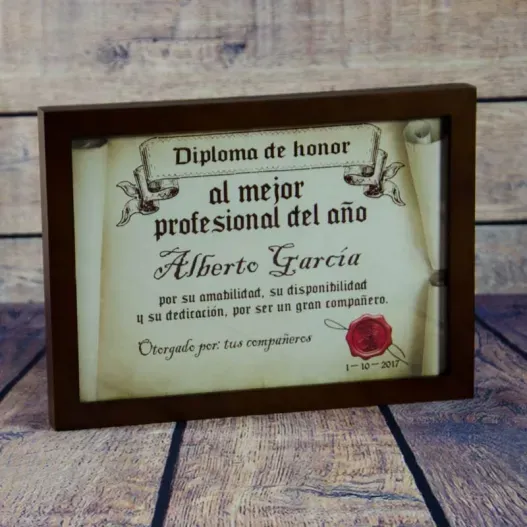 Diploma pergamino al mejor profesional (Foto de catálogo)