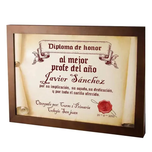 Diploma pergamino al mejor profesor (Vista secundaria)