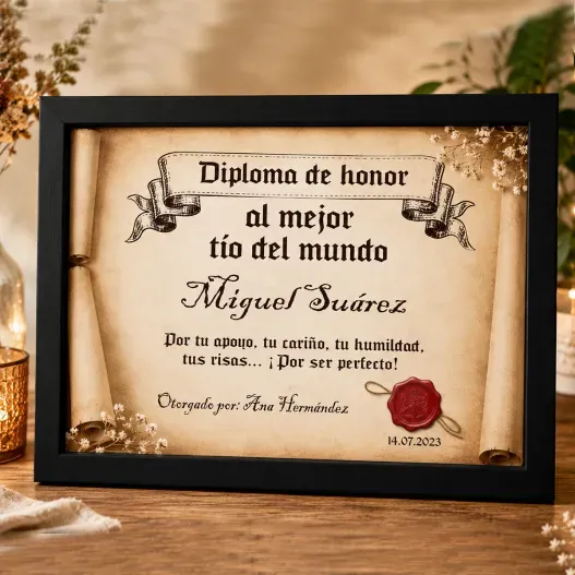 Diploma pergamino al mejor t&iacute;o